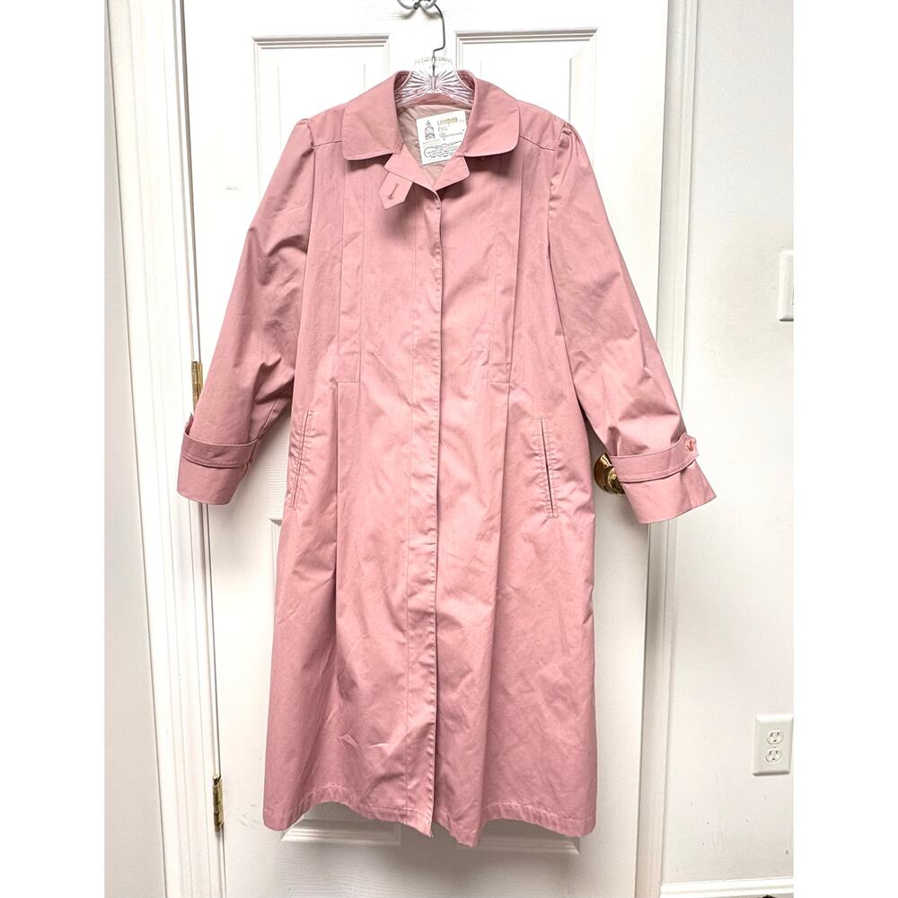 Vintage London Fog Trench Coat Pink Women’s Classic Rain Coat Missing Belt XL